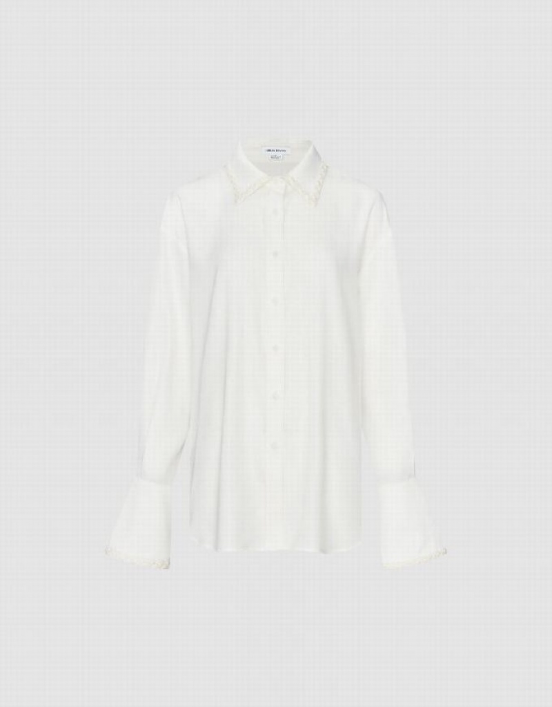 Urban Revivo Thin Button Up Loose Women's Shirts White | DKYEFTM-30