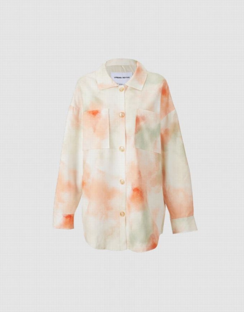 Urban Revivo Tie Dye Oversized Women\'s Jacket Multicolor | EVTRGBK-17