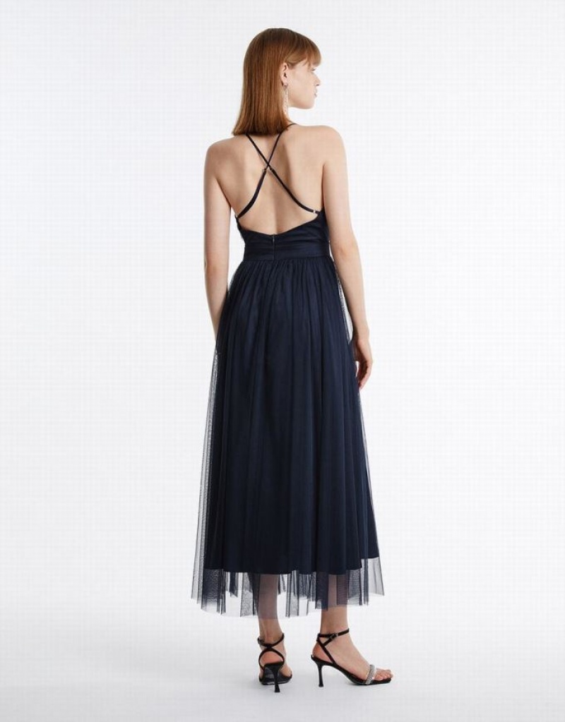 Urban Revivo Tulle Maxi Women's Maxi Dress Blue | SEULCFD-19