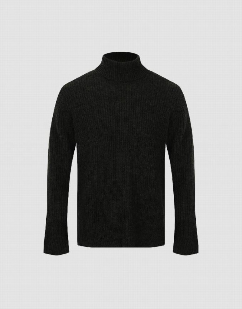 Urban Revivo Turtle Neck Straight Men's Sweaters Green | KJUBMEX-56