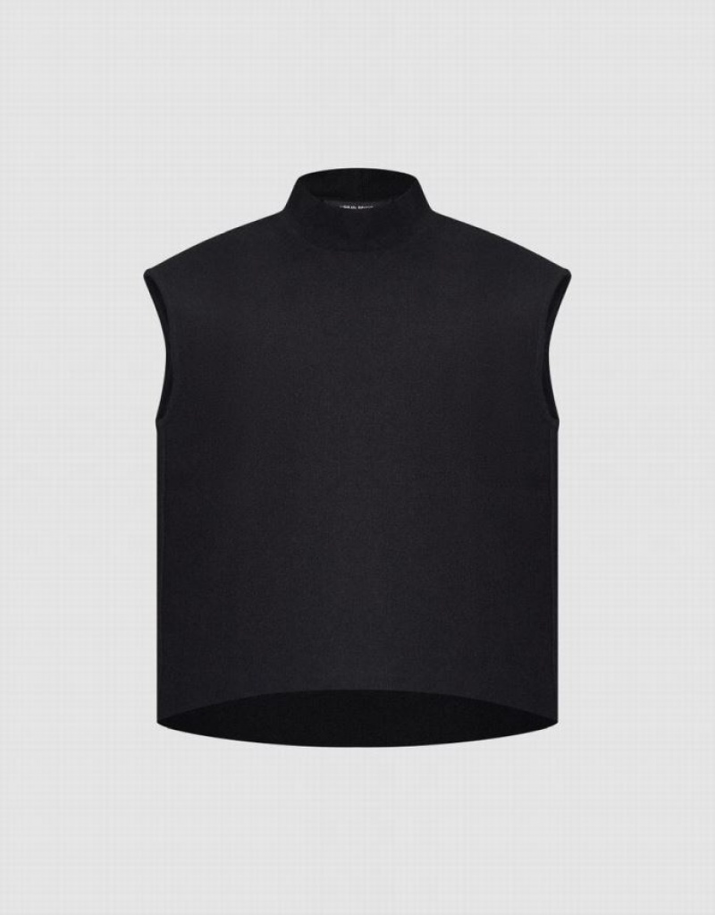 Urban Revivo Turtle Neck Women's Tank Top Black | JXHTIYU-64