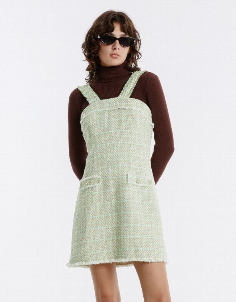 Urban Revivo Tweed Strappy Women's Casual Dress Multicolor | UMJGFTO-64