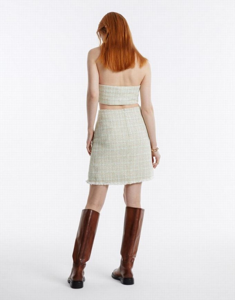 Urban Revivo Tweed With Pockets Women's Skirts Mint | MRAXBOP-95