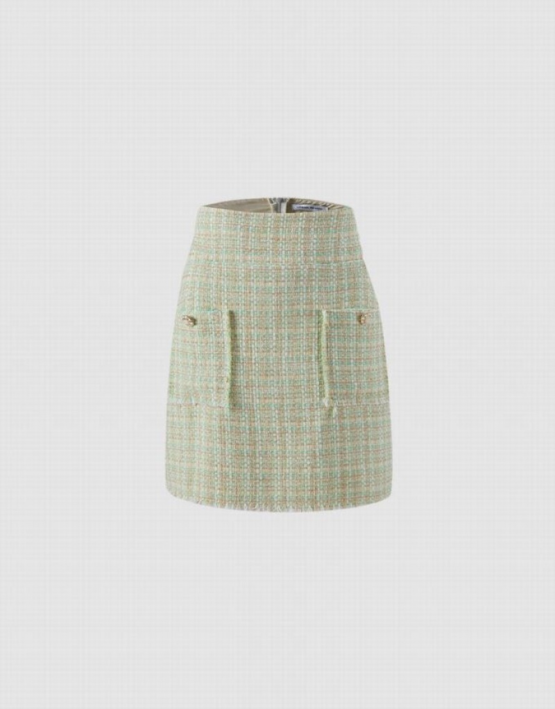 Urban Revivo Tweed With Pockets Women\'s Skirts Mint | MRAXBOP-95