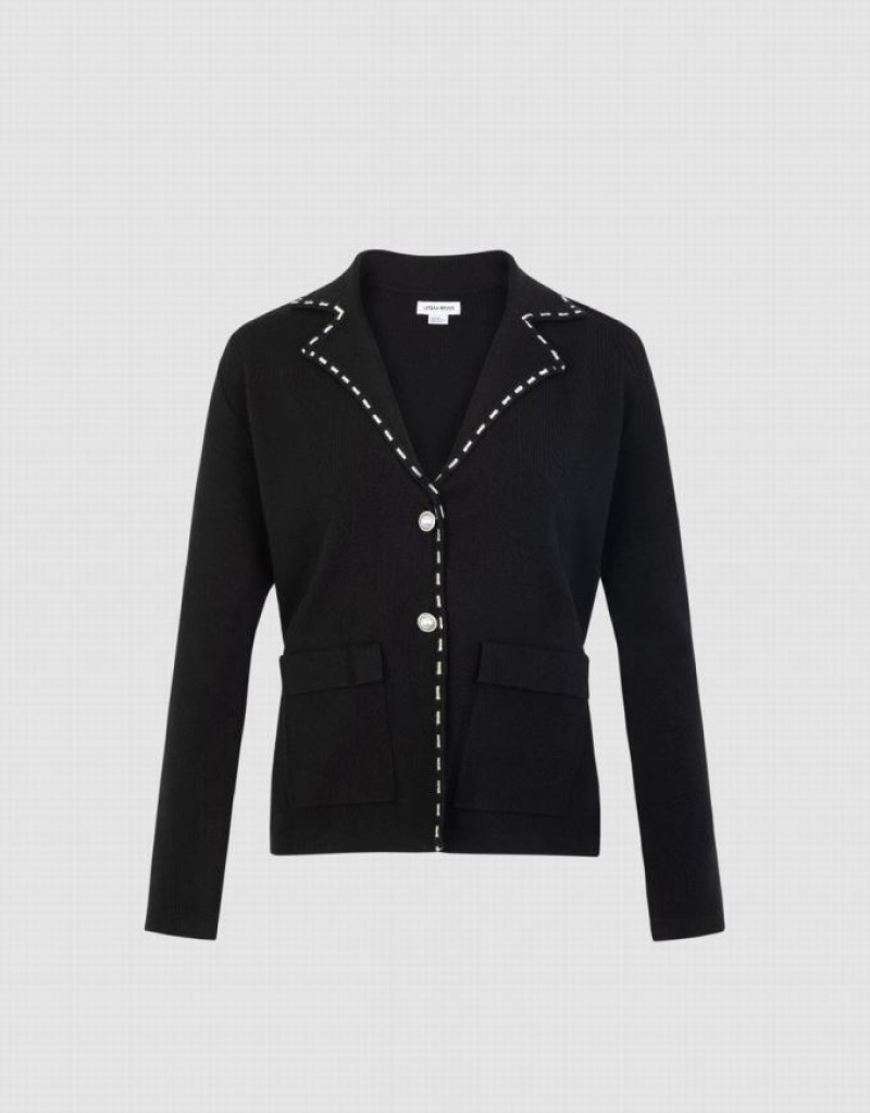 Urban Revivo V-Neck Knitted Women's Cardigan Black | NTOAHWD-13