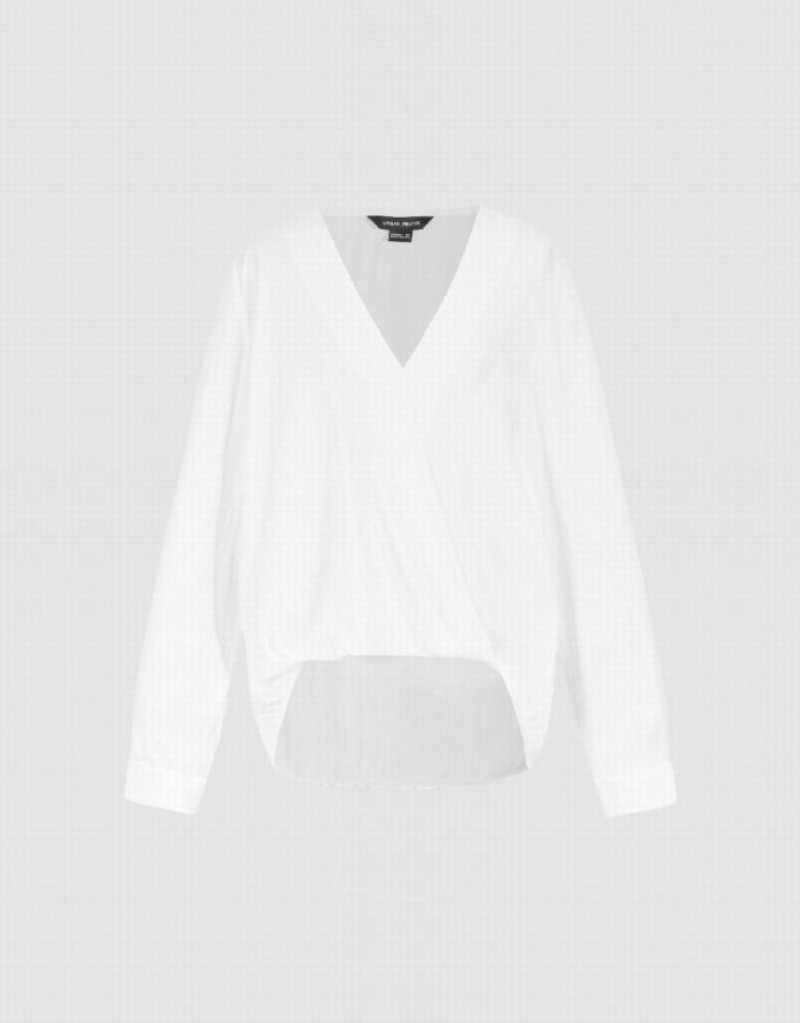 Urban Revivo V-Neck Overhead Women's Blouse White | LUHPMYO-84