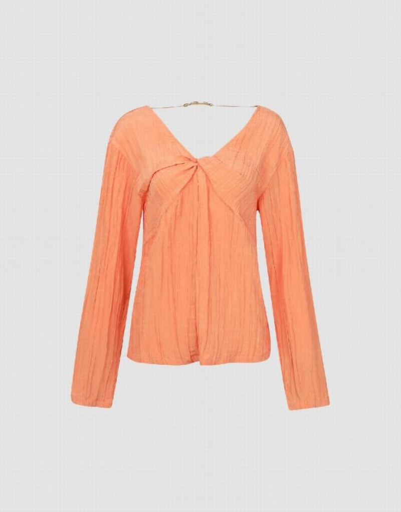 Urban Revivo V-Neck Overhead Women's Blouse Coral | QDZSGAC-13