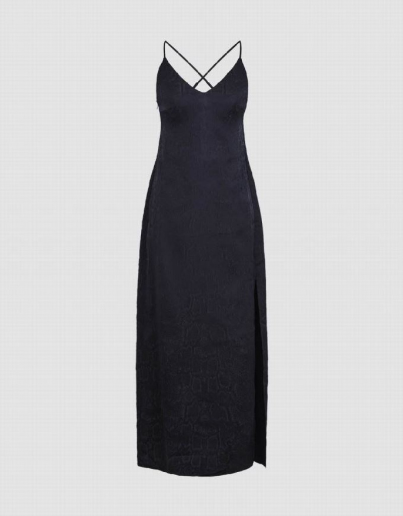 Urban Revivo V-Neck Straight Cami Women's Dress Black | BYTFNGD-85