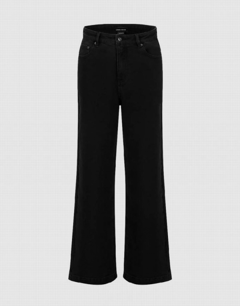 Urban Revivo Wide-Leg Women\'s Jeans Black | NPHBIQD-81