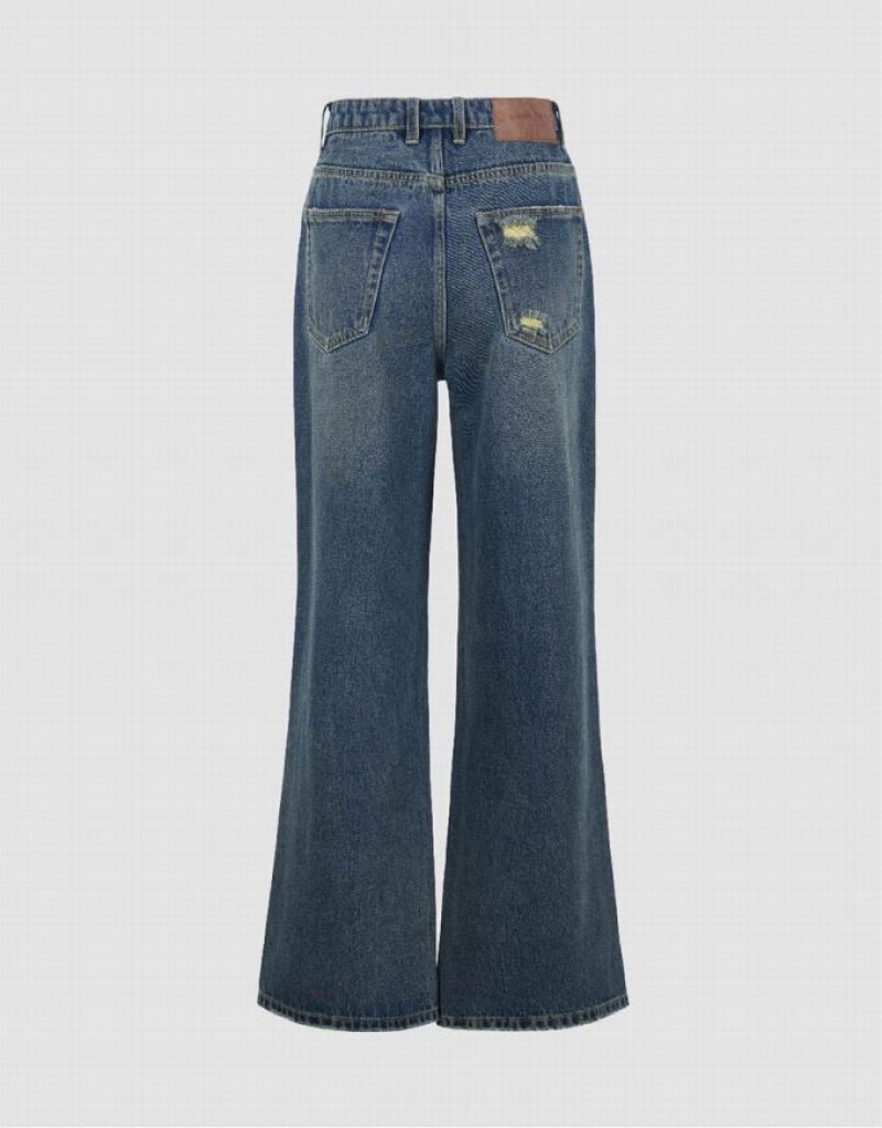 Urban Revivo Wide-Leg Women's Jeans Blue | ENVIXOJ-64