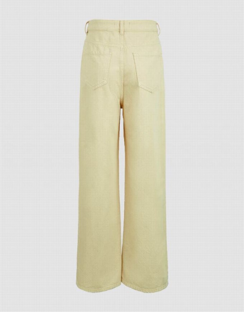 Urban Revivo Wide-Leg Women's Jeans Yellow | ZXDHMJU-45