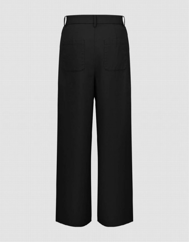 Urban Revivo Wide-Leg Women's Pants Black | GUOEVDQ-18