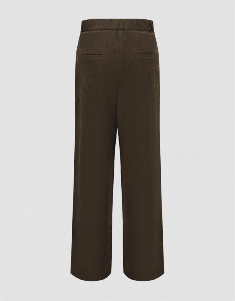 Urban Revivo Wide-Leg Women's Pants Brown | RZUOESB-32