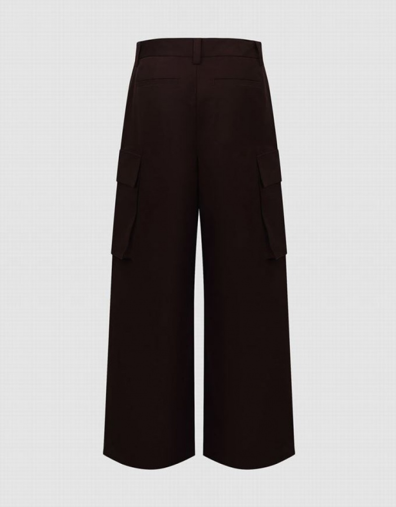 Urban Revivo Wide-Leg Women's Pants Brown | BADHKPF-51