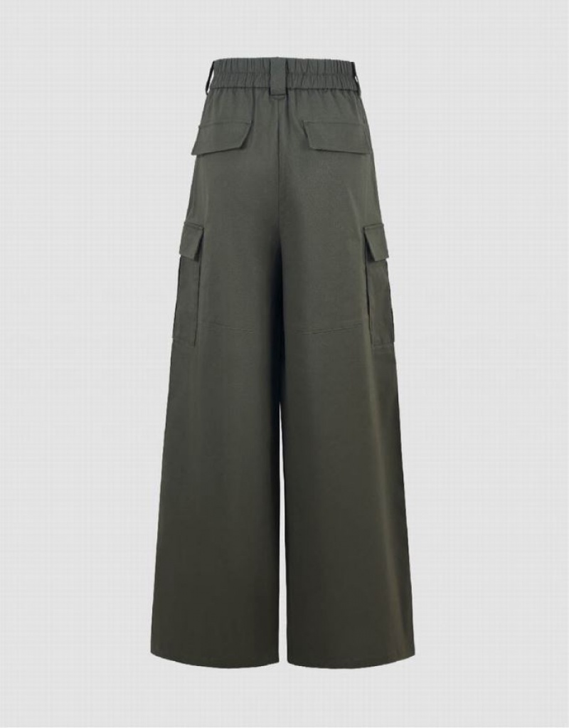 Urban Revivo Wide-Leg Women's Pants Green | NXZYTVM-67