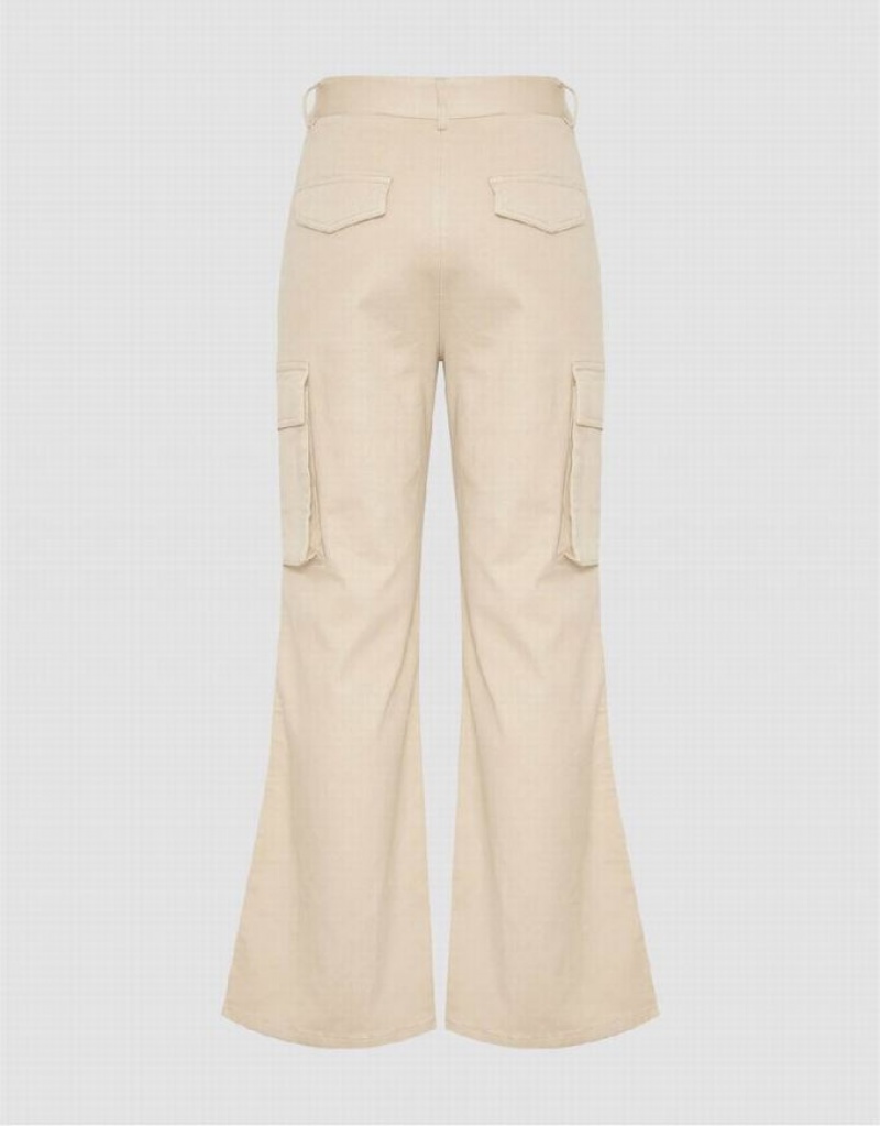 Urban Revivo Wide-Leg Women's Pants Khaki | EIXSAUC-15