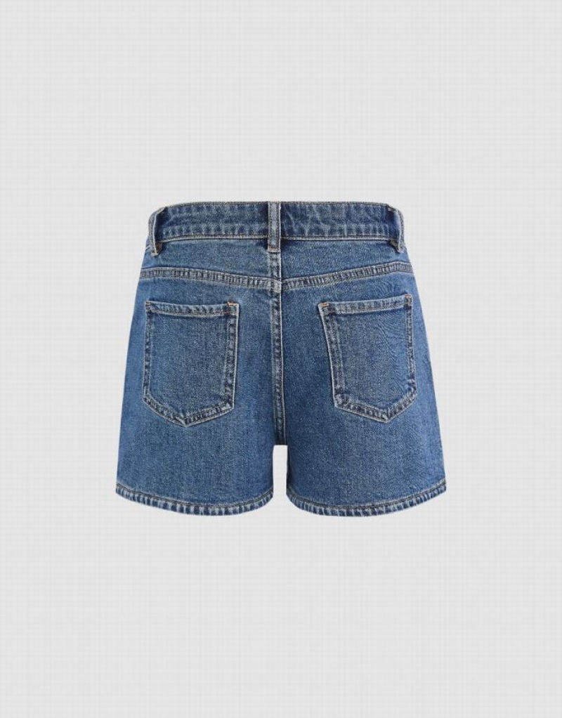 Urban Revivo Women's Denim Shorts Blue | XHKPFDV-63