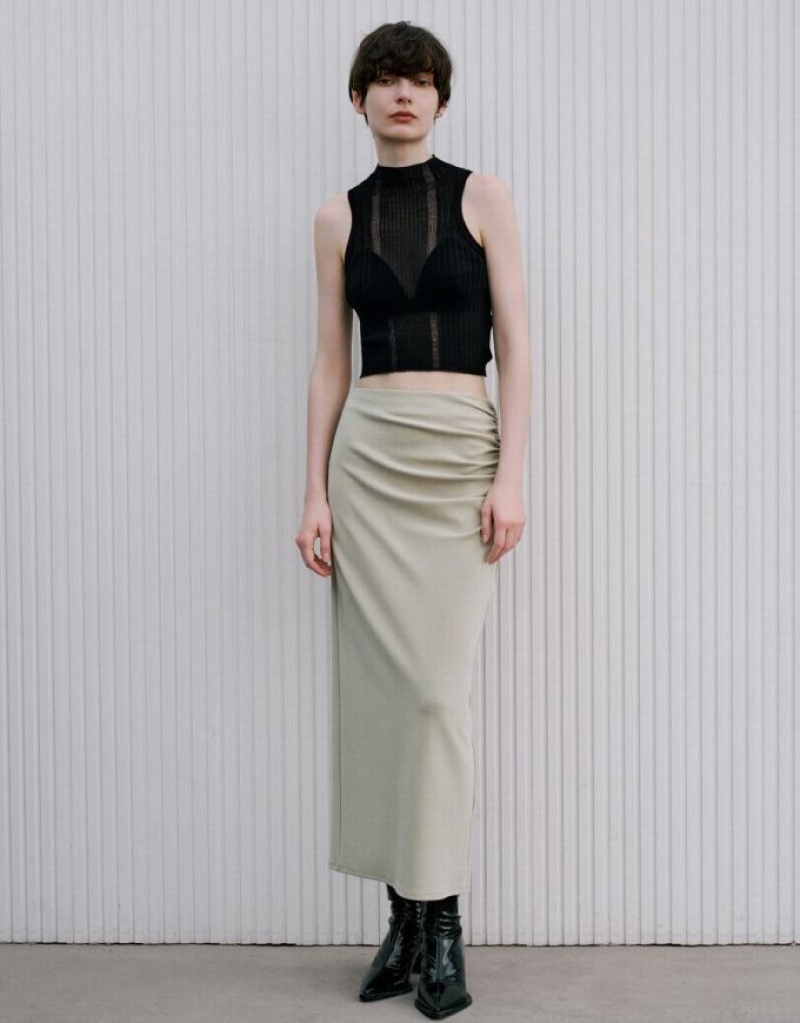 Urban Revivo Wrapped Maxi Women's Skirts Khaki | MWZOFDS-32