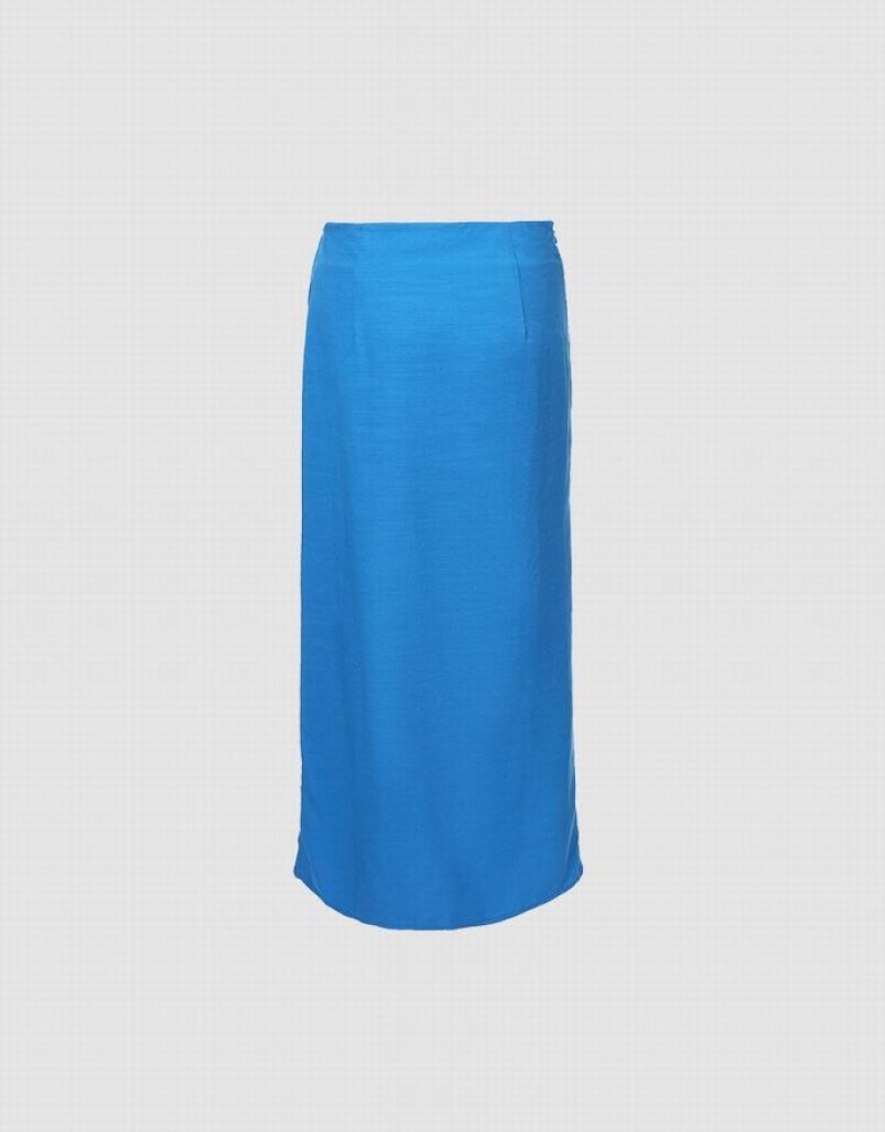 Urban Revivo Wrapped Style Women's Skirts Blue | NOIWSLU-31