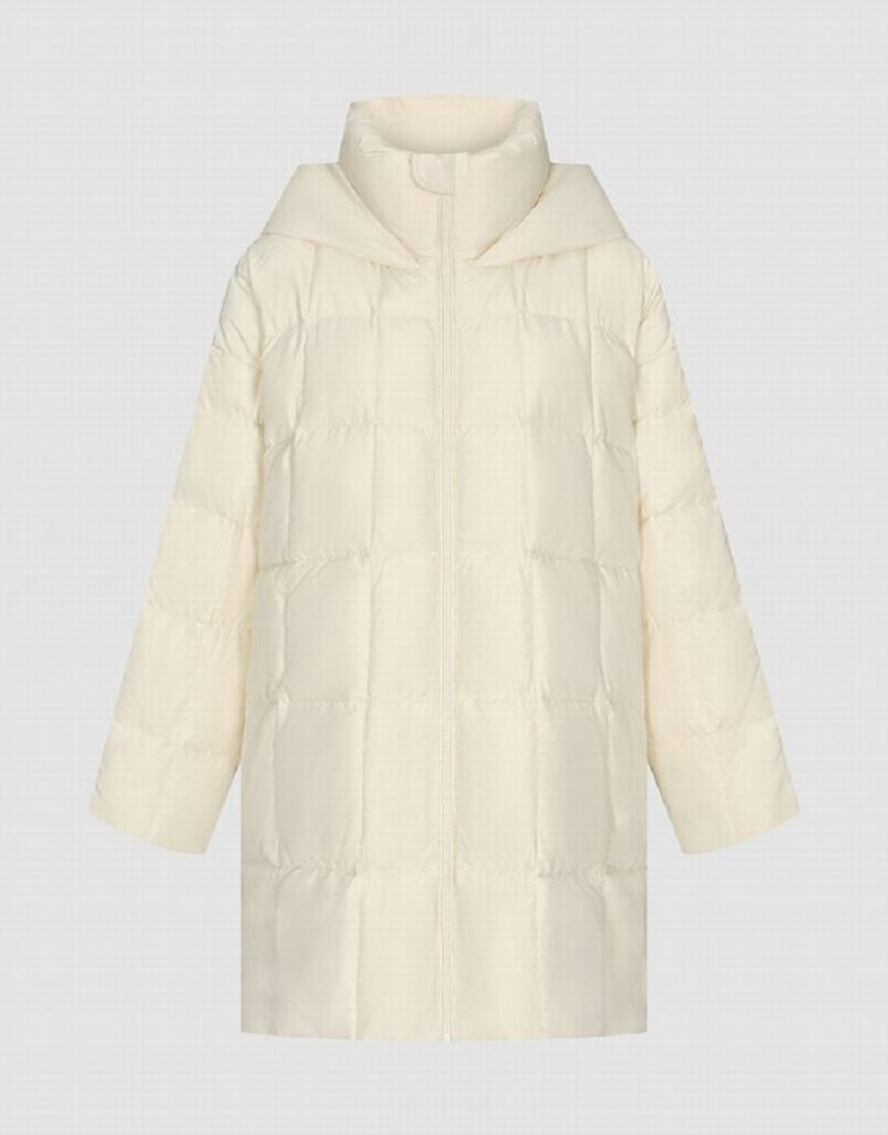 Urban Revivo Zipped Hooded Women's Down Jackets White | FAOLPHU-43